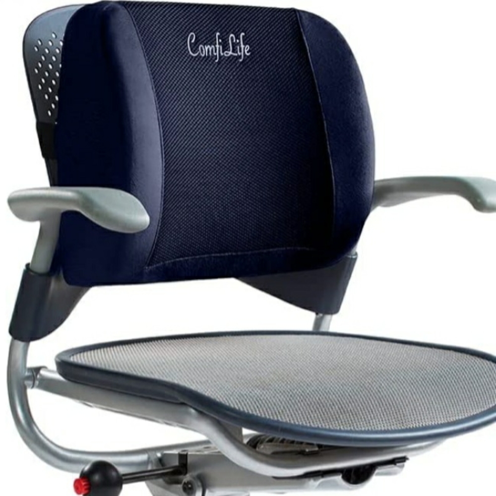 ComfiLife Office Lumbar Chair Pad In Soft Breathable Fabric, Memory Foam, Straps